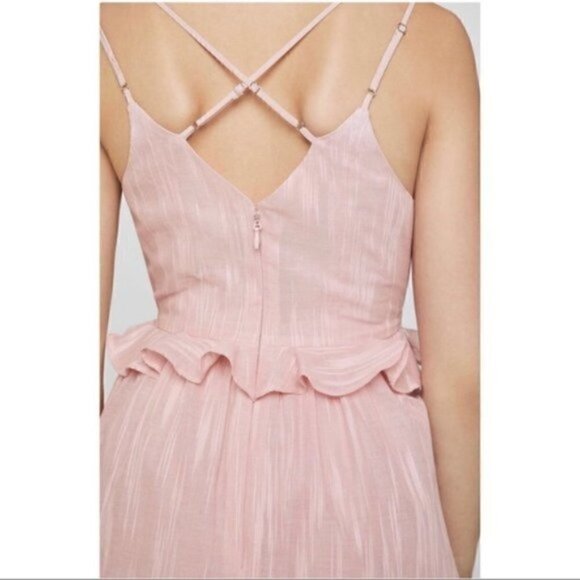 BCBGeneration Dress 8 NWT Double Strap Ruffle Rose Cocktail Wedding Guest Party - Picture 10 of 14